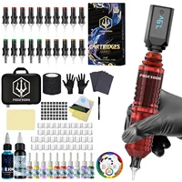 Kit de tatuaje POSEIDON V5, kit de pluma para tatuaje para maquillaje permanente, kit de máquina de tatuaje, nueva fuente de alimentación inalámbrica roja para tatuajes, pistola de tatuaje.