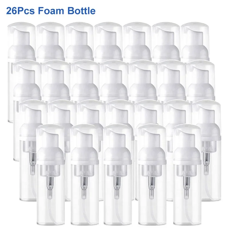 26 แพ็ค 60ml ขวดโฟมพลาสติกรีฟิลเครื่องจ่ายโฟมขวดเปล่าแบบพกพา Foaming Dispenser สําหรับสบู่แชมพู