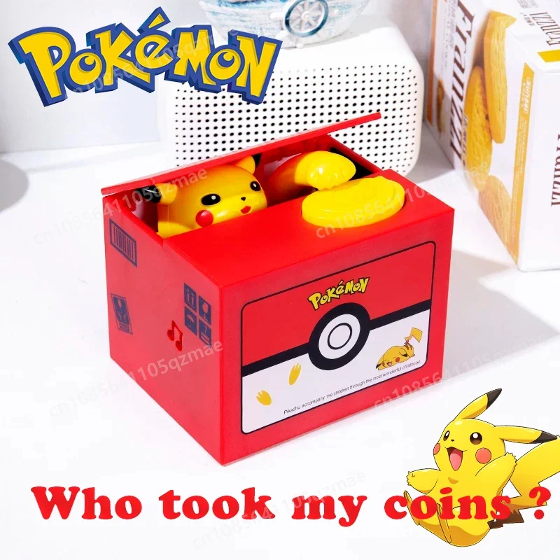 

Pokémon Children's Creative Saving Pot Anime Figure Kawaii Stealing Coins Piggy Bank Money Safe Party Toys Birthday Decor Gifts