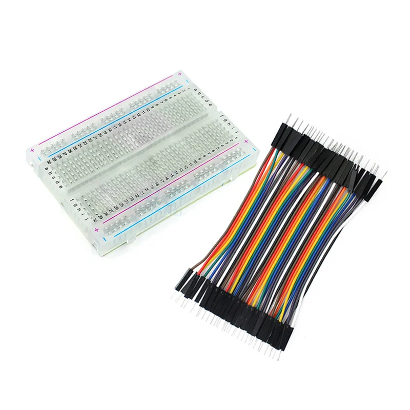 400 Point Transparent Mini Breadboard Kit with 10cm Male to Male DuPont Jumper Wires Set, 83x55mm Solderless Prototype Pract