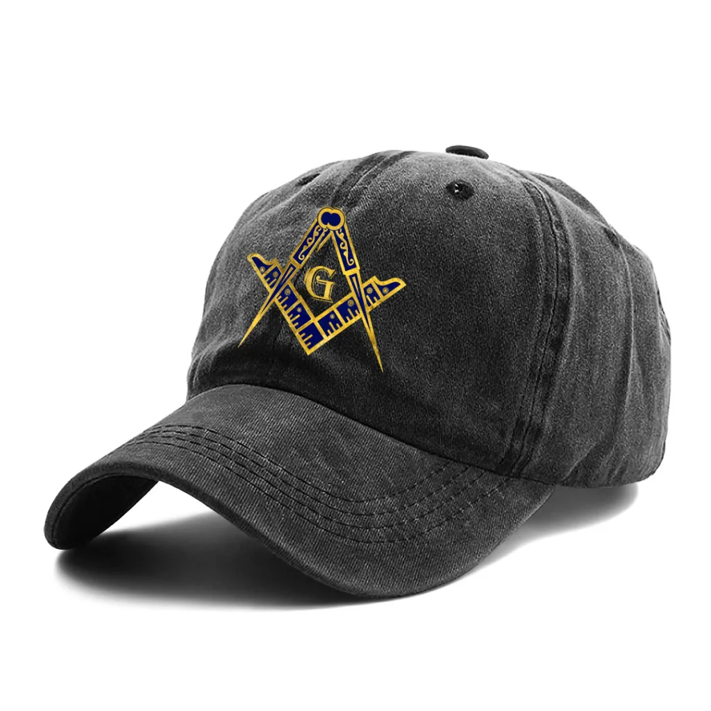 Pure Color Dad Hats Freemasonry Symbol Women\'s Hat Sun Visor Baseball Caps Freemason Gold Square Compass Peaked Cap