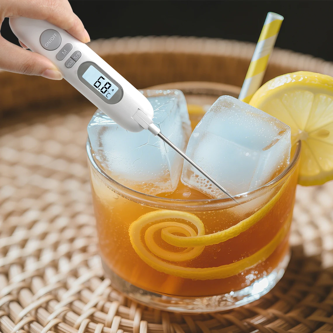 Medición de temperatura del agua Termómetro de alimentos recargable por USB para hornear en casa, hervir azúcar y medir la temperatura del aceite
