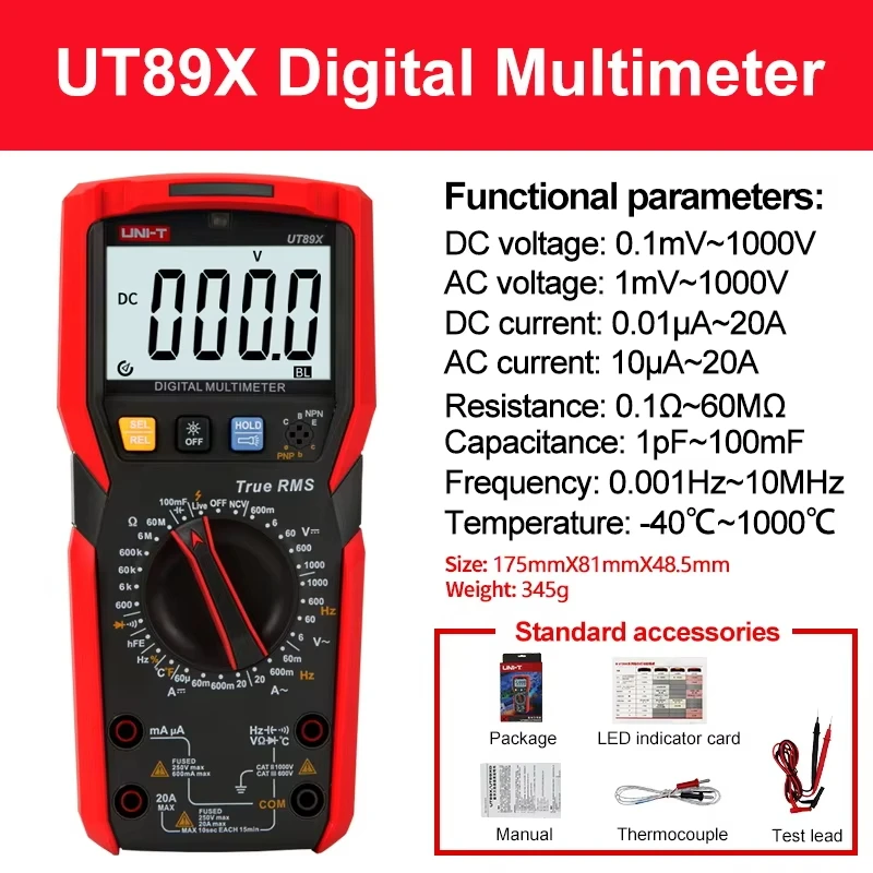 UNI-T Multimeter Digital UT89XD UT89XE UT61E+ UT61D+ UT61B+ UT33C+ UT33D+ UT60S UT60BT AC DC Ammeter Voltage Tester Multimetro