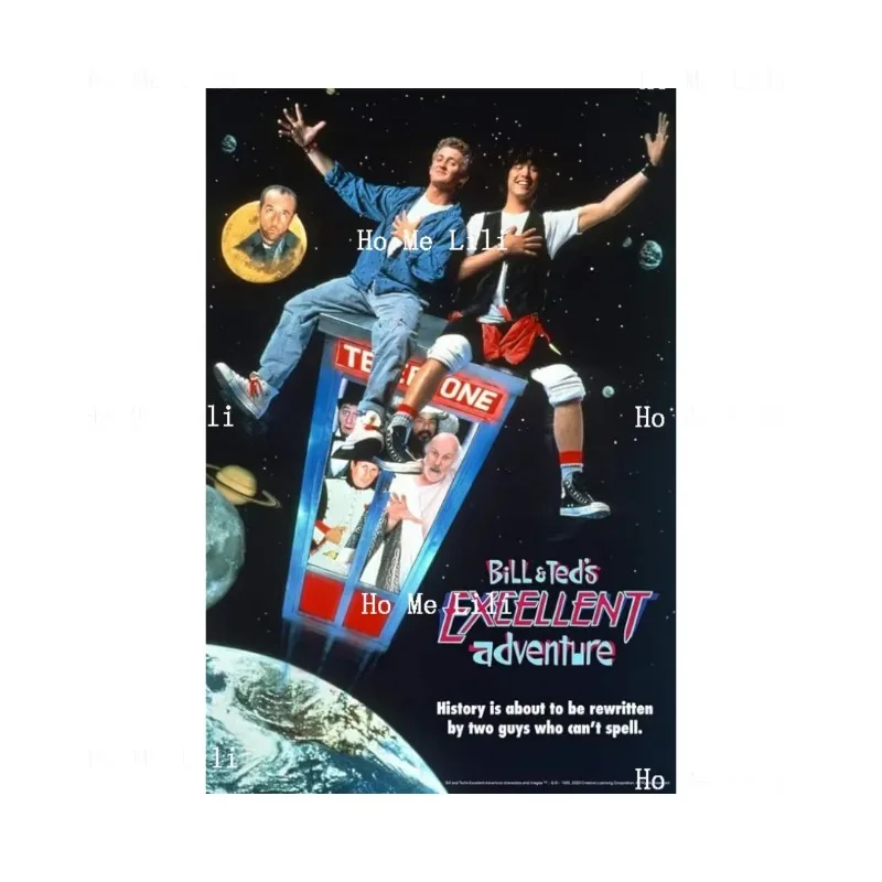 Affiche de film classique des années 80, style rétro, avec logo en métal, tirant de l'histoire extraordinaire de Bill et Teds.