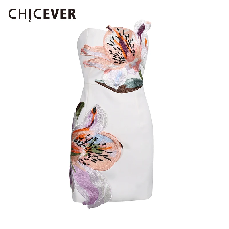 CHICEVER – robe brodée épissée pour femme, col carré, sans manches, amincissante, douce et élégante, mode d'été