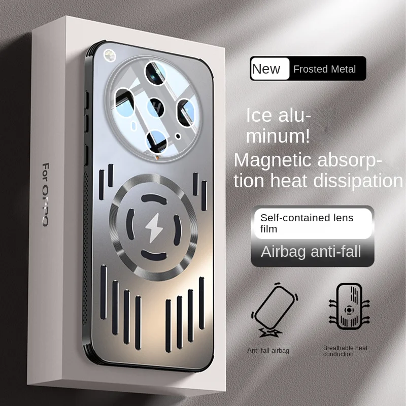 

For OPPO Find X8 Ultra Case Hard Metal heat dissipation magnetic Wireless charging Protect back cover For Find X8 Pro X8S Shell