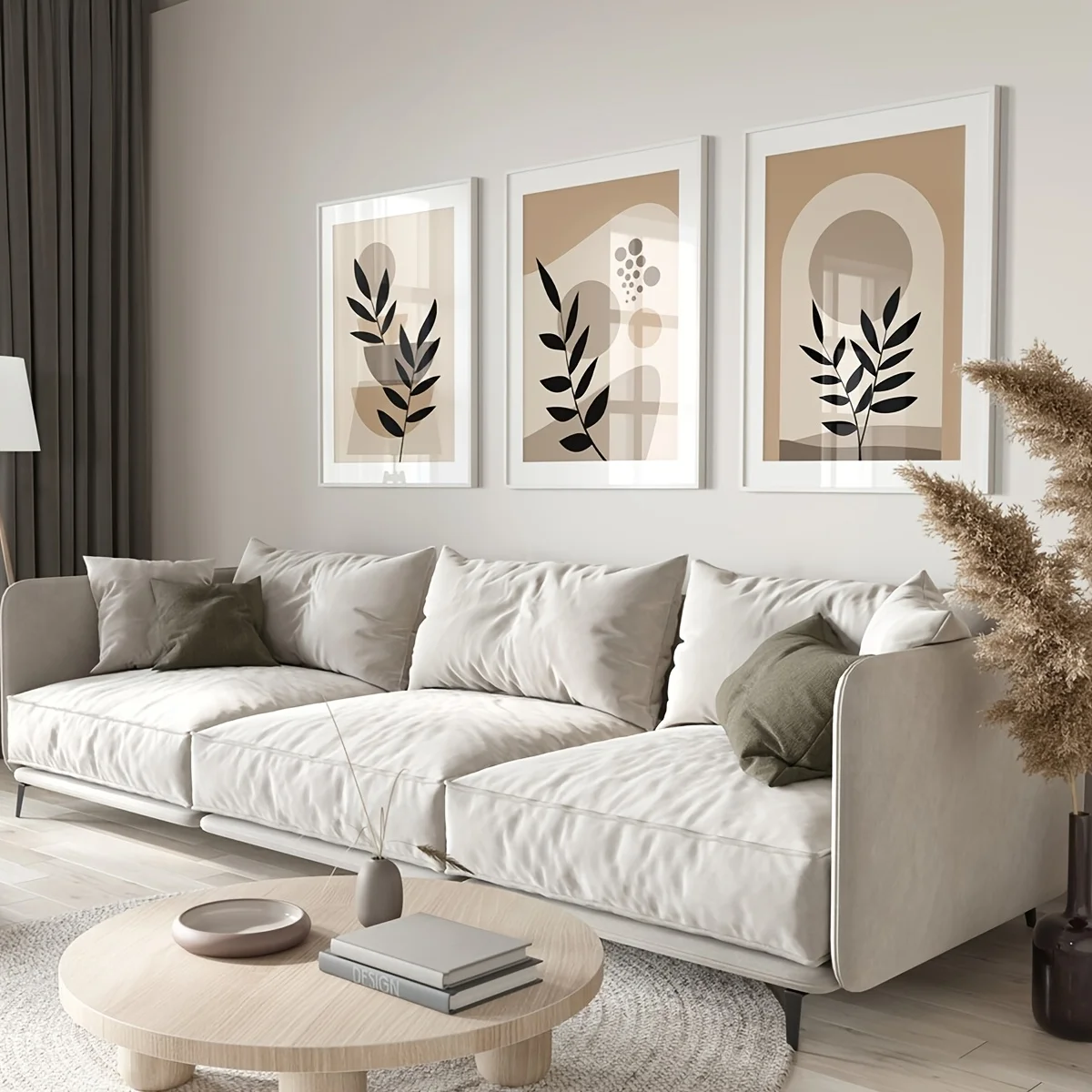 3pcs frameless Canvas Painting 3 Frameless Bohemian Style Abstract Beige Prints Featuring Neutral Cream Earth Modern Minimalist