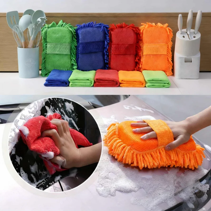 

Набор для ухода за автомобилем: супервпитывающие полотенца из микрофибры (5 полосок) и перчатки для мытья автомобиля (6 штук) – без царапин