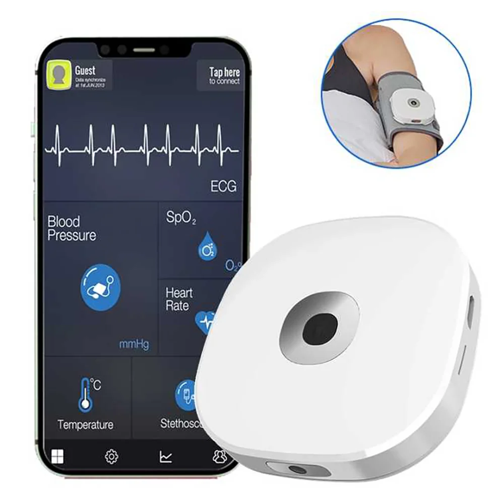 

Multi-Functional Bluetooth Blood Pressure , Holter ECG ,Blood Glucose Meter，6-in-l Intelligent Health Tracker