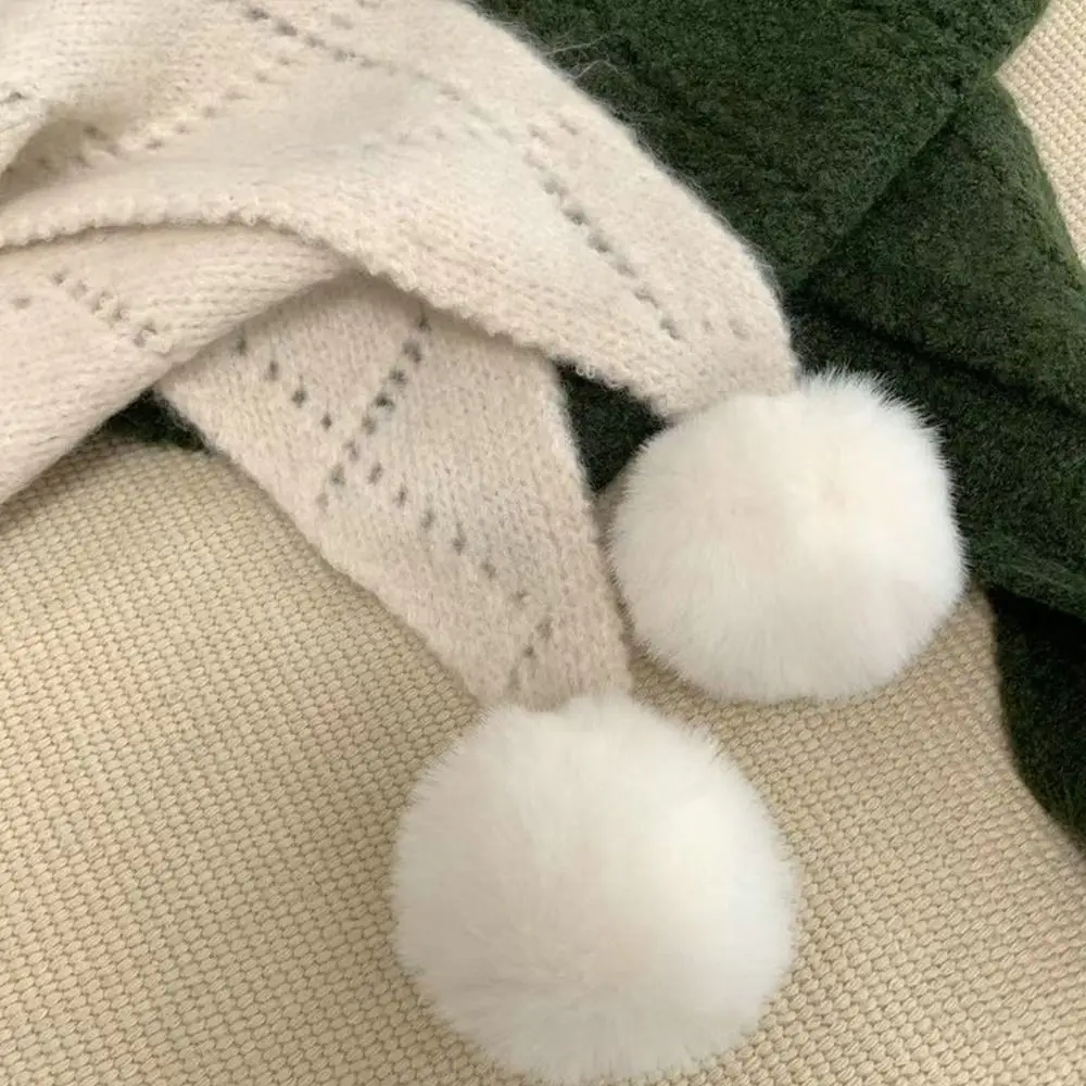 

Модный теплый шерстяной вязаный шарф, многофункциональный мягкий треугольный шарф, милый женский платок с шариком волос, женский платок