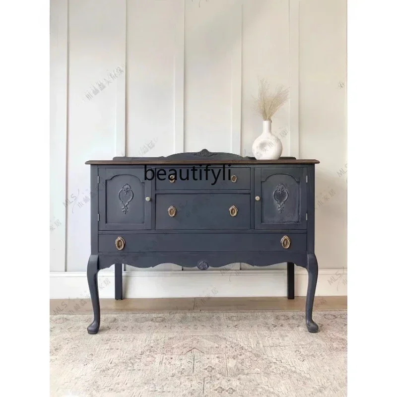 

Французский шкаф для прихожей из массива дерева, ретро-буфет с эффектом состаривания, многофункциональный шкаф для хранения