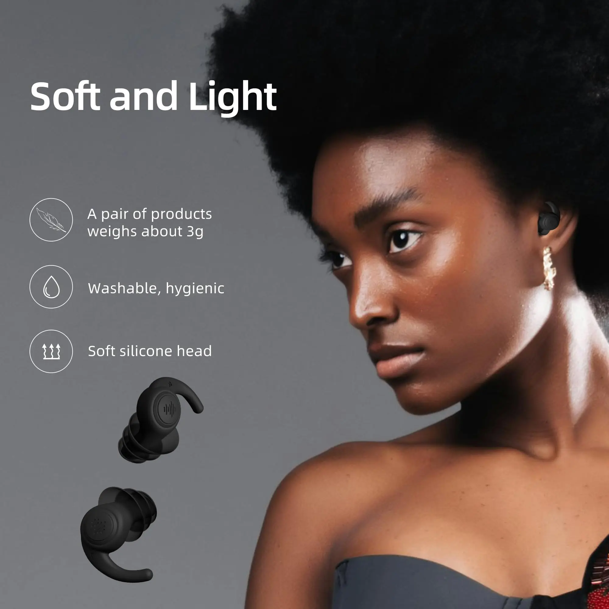 수영용 3겹 귀마개 - 재사용 가능한 귀마개, 부드러운 실리콘, 다양한 시나리오에 적합