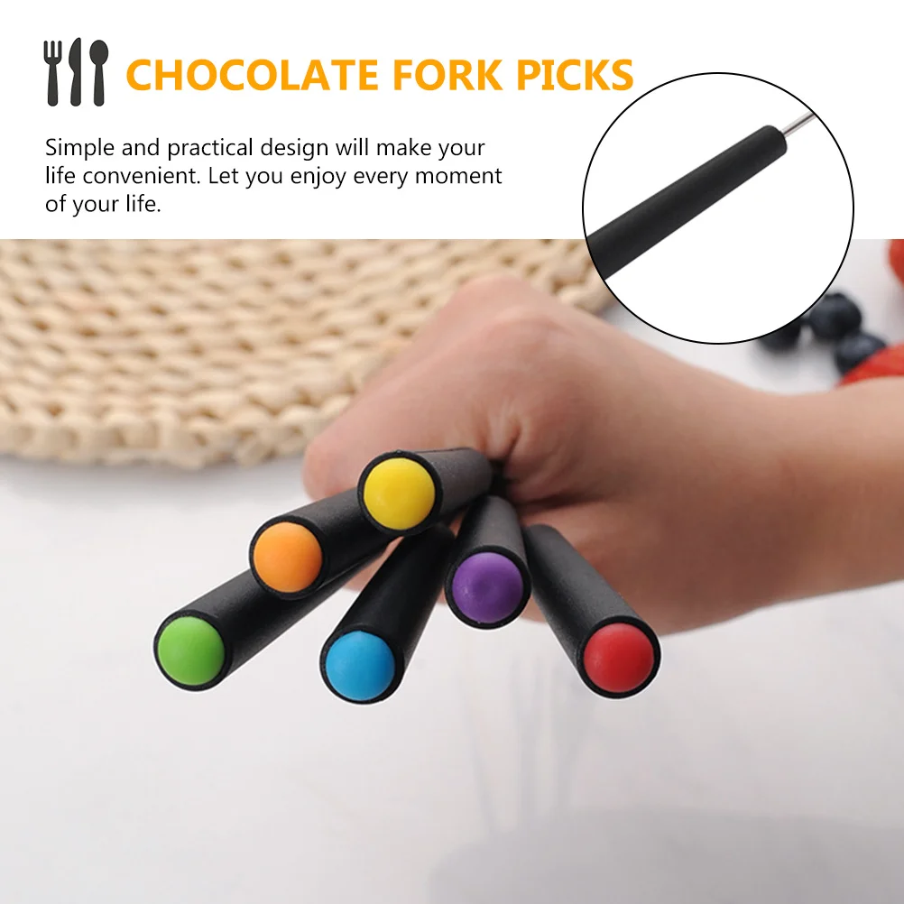 

6Pcs Chocolate Dipping Forks Stainless Steel Fruit Picks for Fondue Parties Baking Cooking Tools Cake Balls Nuts Candies Kitchen