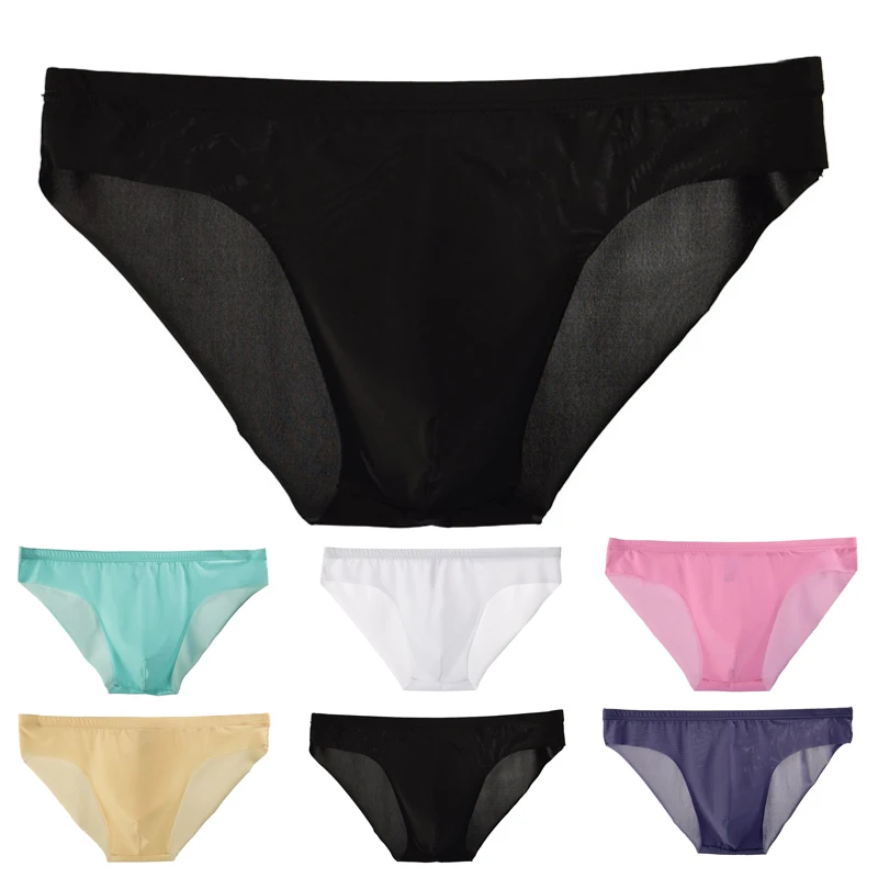 Men Briefs Underpants Underwear See Through Panties Solid Thongs Stretch Bikini Triangle Bulge Pouch Breathable Sexy