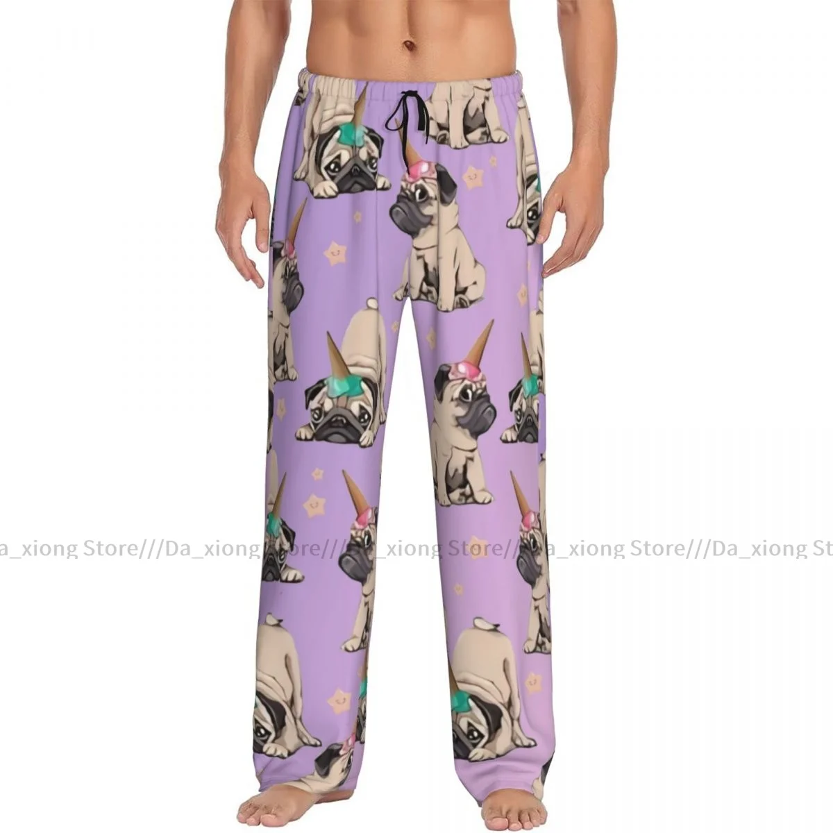 Funny Unicorn Pug Mens Pajamas Pyjamas Pants Lounge Pants Sleep Bottoms