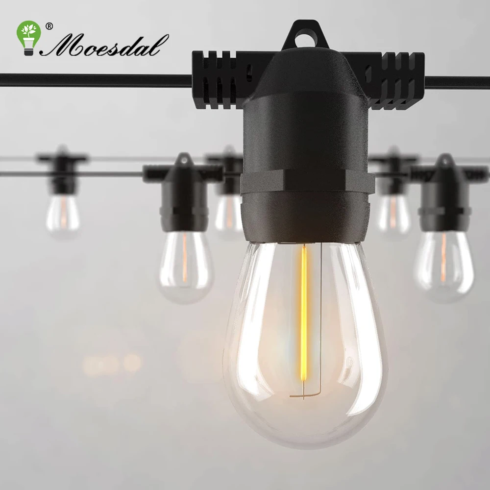 S14 LED Outdoor String Lights Waterproof Shatterproof Hanging Edison Bulbs Commercial Grade Patio Lights for Backyard Garden