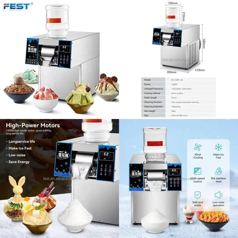 

【CHIMU HOME】Fully Automatic Electric Ice Shaver Machine Efficient Snow Ice & Cream Crushing Equipment for Dessert Shop