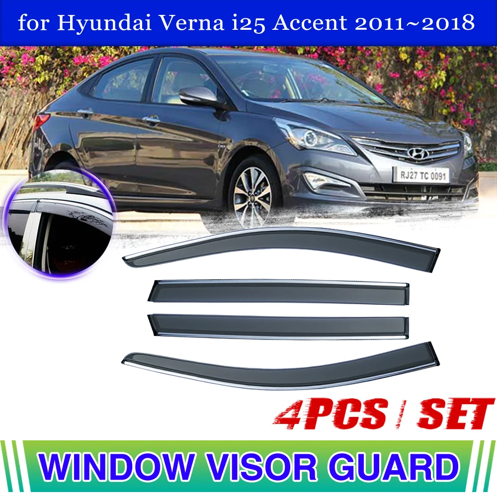 

Window Visor for Hyundai Verna i25 Accent RB RC Solaris Excel Sedan 2011~2018 Door Awning Eyebrow Smoke Deflector Accessories