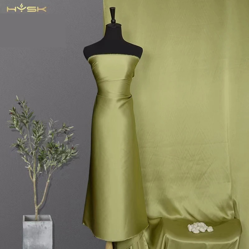 

HYSK-Pure Silk Satin Fabric, однотонная шармеза, шитье своими руками, свадебный шелковый материал, Cheongsam постельного белья, 100% материал