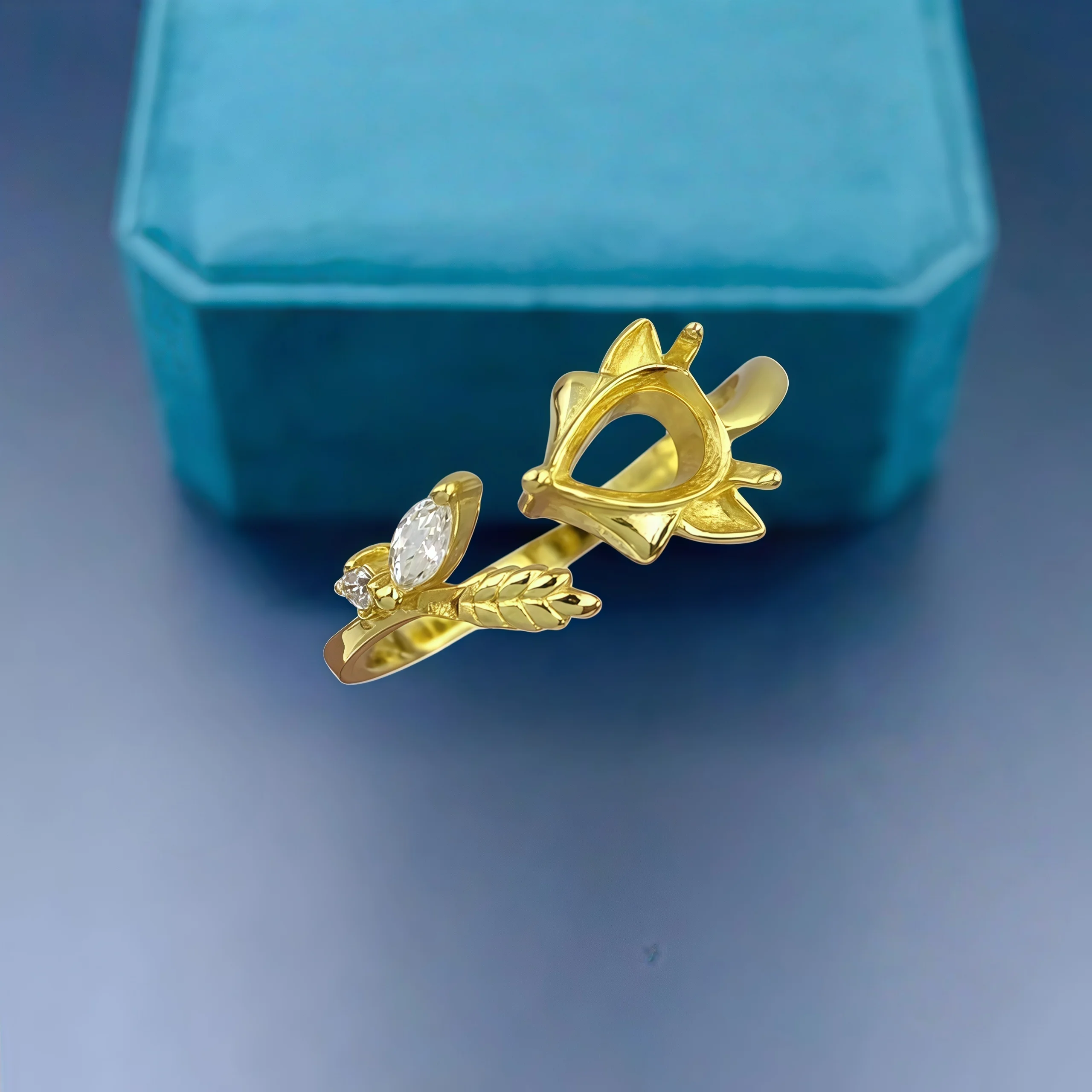 

Fashion DIY Open Ring Empty Holder S925 Sterling Silver Setting 5*7mm Water Drop Stone Fine Charm Weddings Jewelry for Woman