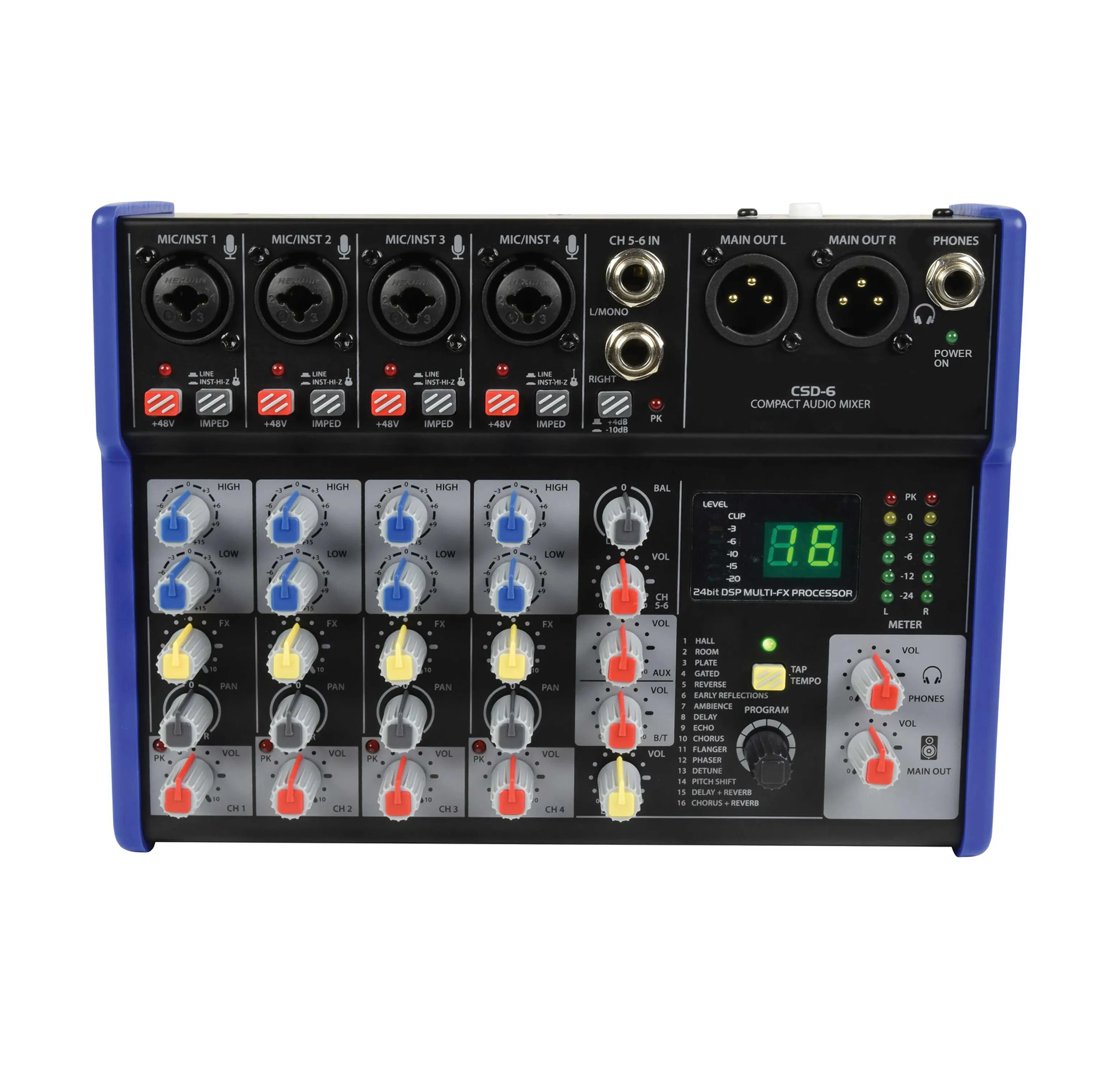 Professional Portable 6-Channel Audio Mixer Console for Live Performances & Streaming Audio Mixing