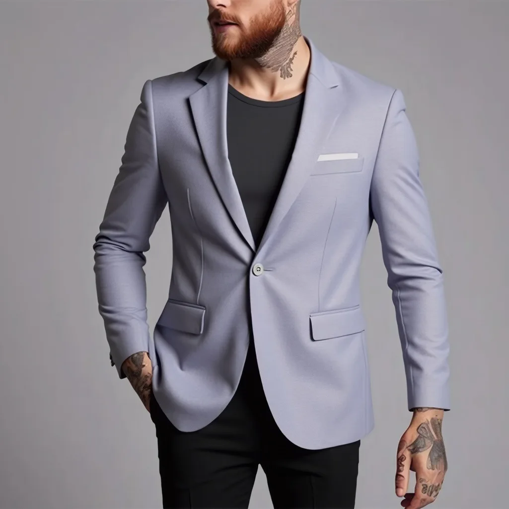 Männer Anzug Business Jacken Dünne Slim Fit Männliche Kleid Blazer Mantel Frühling Herbst Einfache Breasted Hübscher Gentleman Vintage Casual – Detail 9