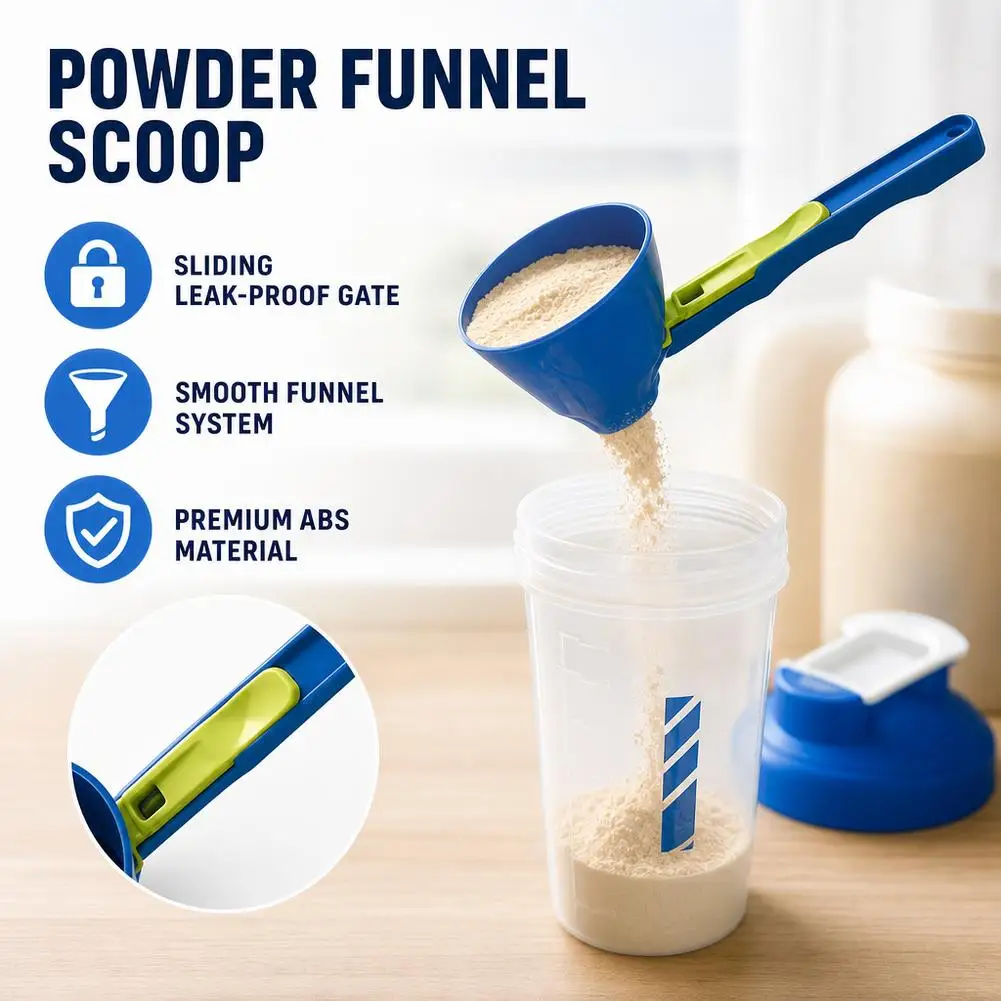 Durable PP Protein Powder Sliding Scoop Mess Free Milk Funnel Spoon Creative Powder Measuring Tools For Kitchen
