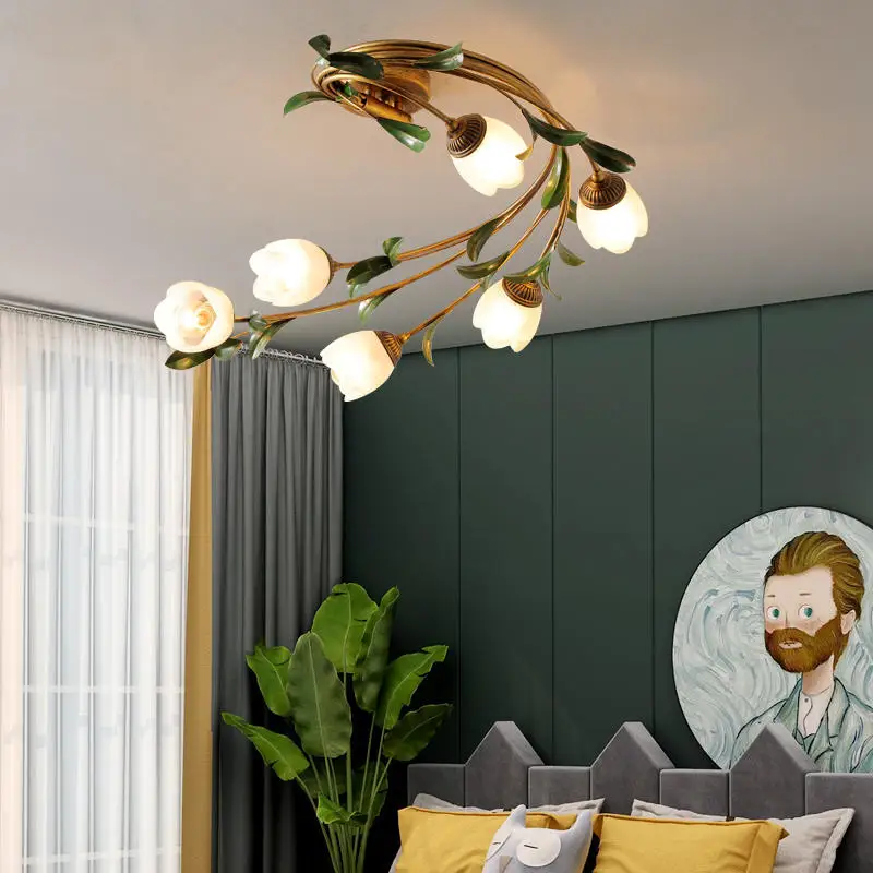 

French Modern Floral Ceiling Light Scandinavian Minimalist for Bedroom Dining Room Led Lights Ceiling Light Lights for Room