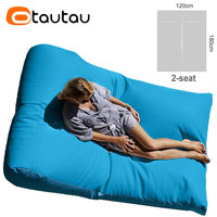 OTAUTAU 2-seat Outdoor Bean Bag Pouf Cover No Filler Waterproof Beach Garden Camp Chaise Lounge Sofa Bed Swimming Pool Puff Sac