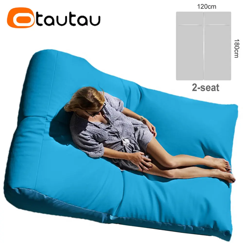 OTAUTAU 2-seat Outdoor Bean Bag Pouf Cover Swim Pool Float Lounger Beanbag Cover SF059【No Filler!Need Buy Filler Yourself】