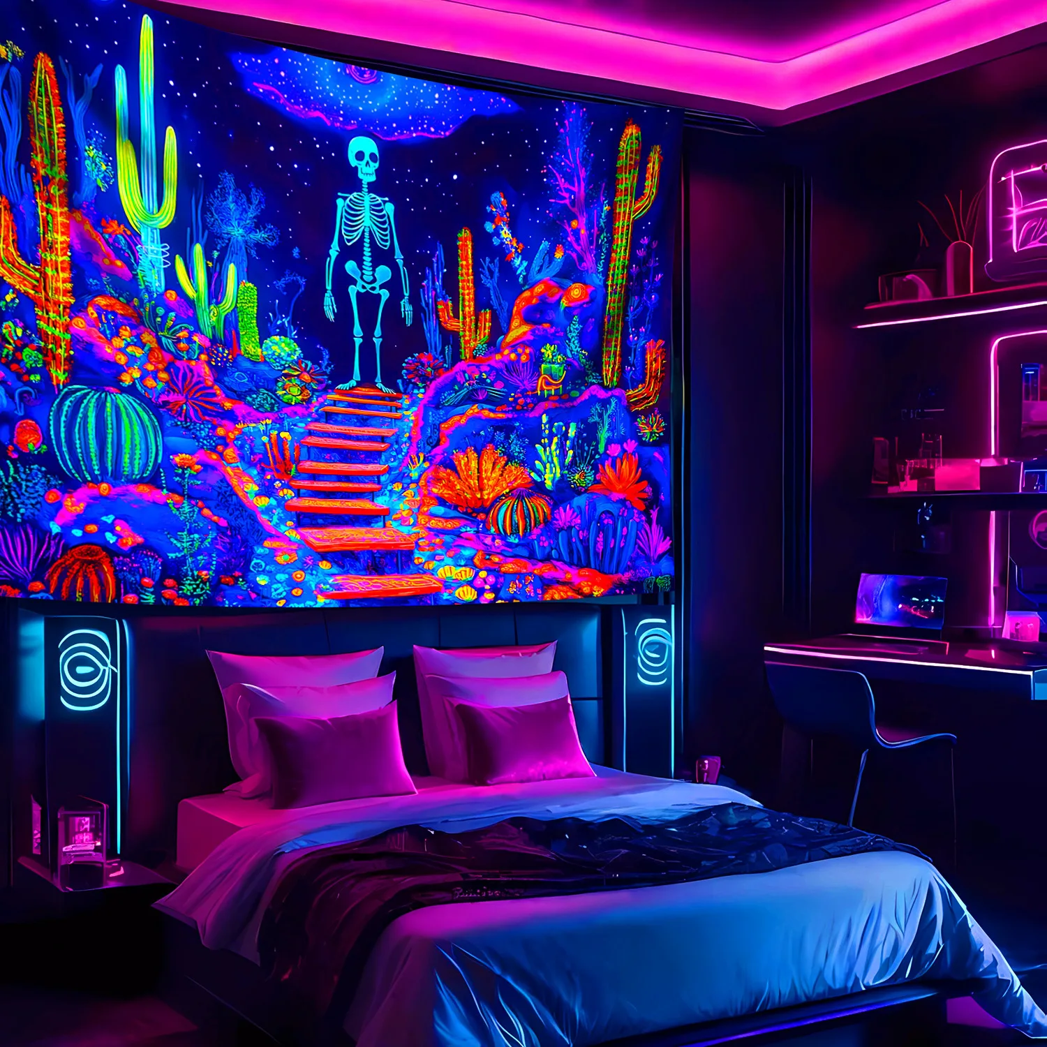 

VIKAMA Фэнтезийный гобелен в пустыне Скелет звездное небо градиент в богемном стиле спальня музыкальная студия тематический декор комнаты