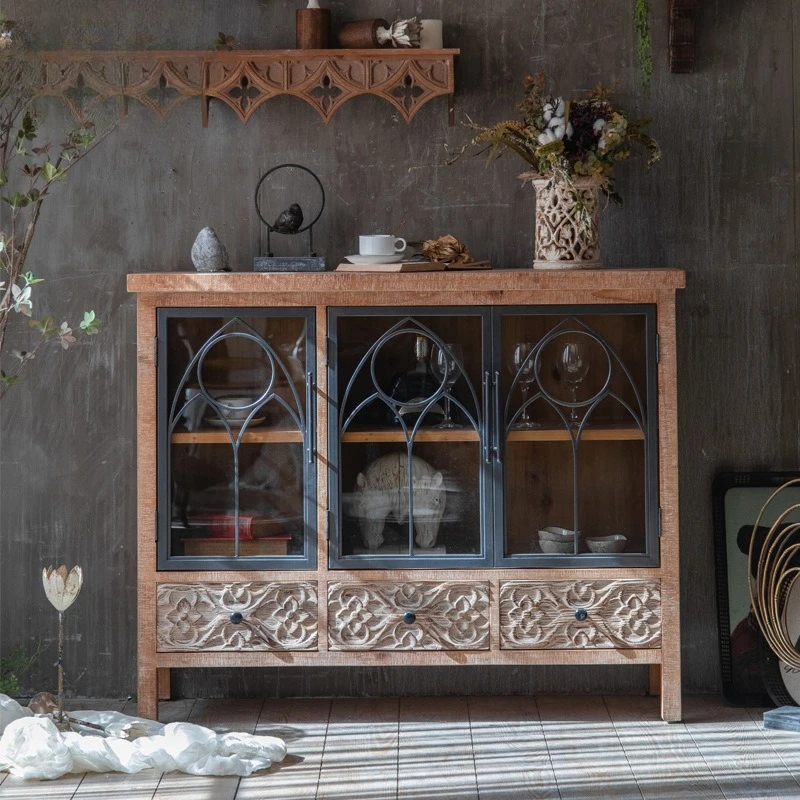 

American retro old storage cabinets, bed and breakfast kitchen side cabinets, wedding photography decoration display