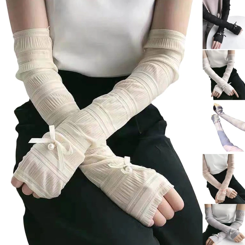 

Stretch Sleeve Cover Elasticity Lace Elbow Length Gloves Beach Supplies T8NB