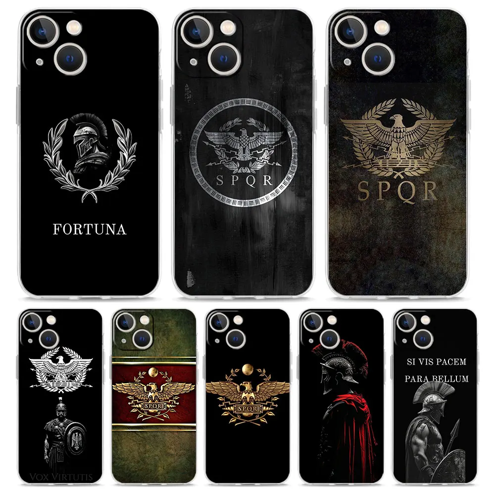 Funda para iPhone 17 Air, iPhone 16, 15, 12, 13, 14 Pro Max, SE, 7, 8 Plus, iPhone 11, Transparente, Suave, con Emblema del Imperio Romano