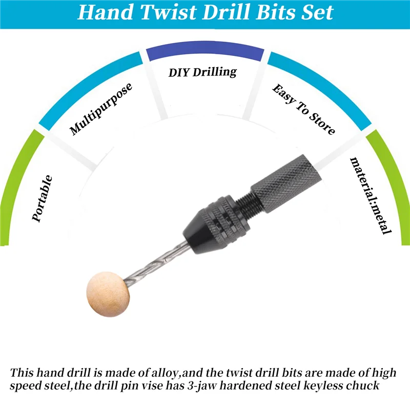 

A76K Hand Drill Set Precision Pin Vise With 49 Pcs Mini Twist Drill Bits For Model,Diy,Jewelry Making,Multipurpose Rotary Tool D