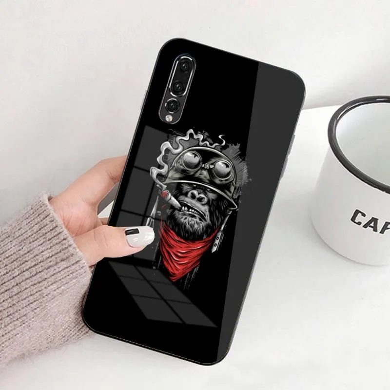 Monkey Orangutan Smart Phone Case for Huawei P50 P40 P30 P20 Pro Mate 40 30 20 Pro Nova 9 8 7 PC Glass Phone Cover Funda