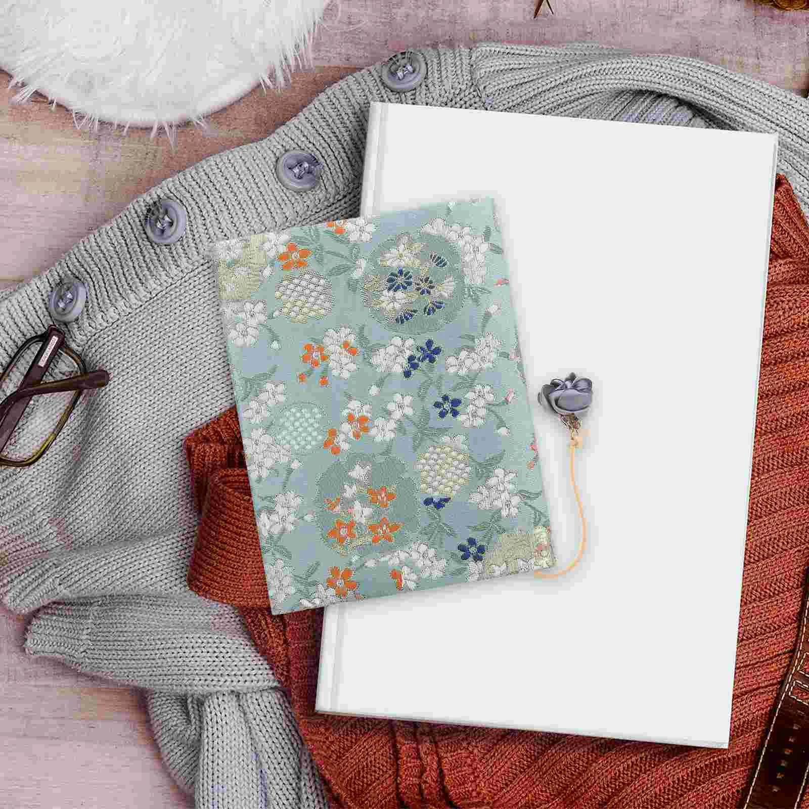 Handmade Cloth Book Cover Sleeves Fabric Decoration Floral Protector Notebook Protection Flower