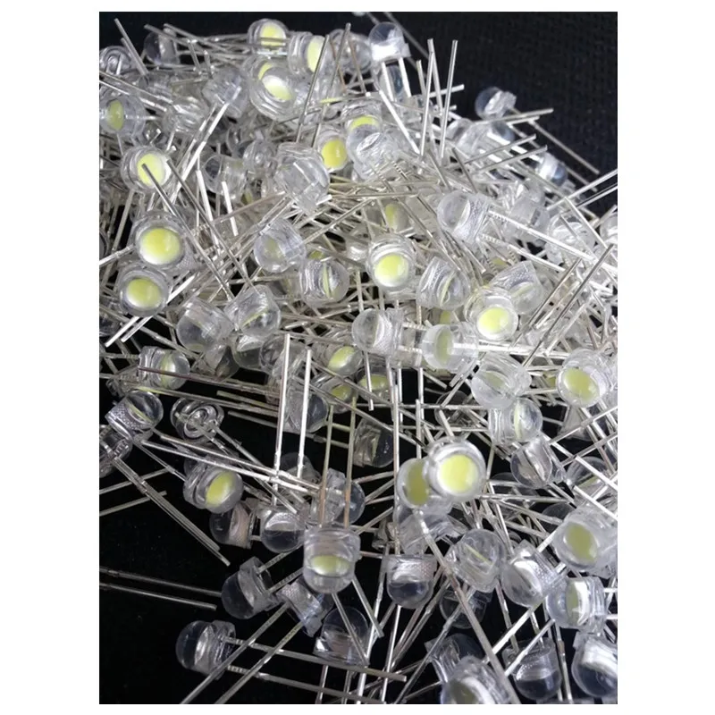 100PCS Super bright large chip F5MM straw hat lamp bead red white yellow blue green violet direct LED light emitting diode