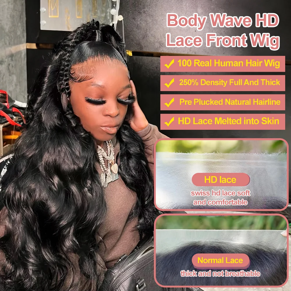 30 40 inch 360 Full Lace Body Wave pruiken Echt haar Los water golvend 13x4 13x6 HD Kant frontale pruik voor zwarte vrouwen 300% dichtheid
