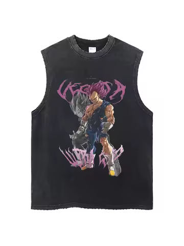 New 2024 Dragon Ball Z T-shirts Harajuku Hip Hop Fashion Vintage Washed Anime Man Tops Tees Retro Manga Oversize Sleeveless Vest
