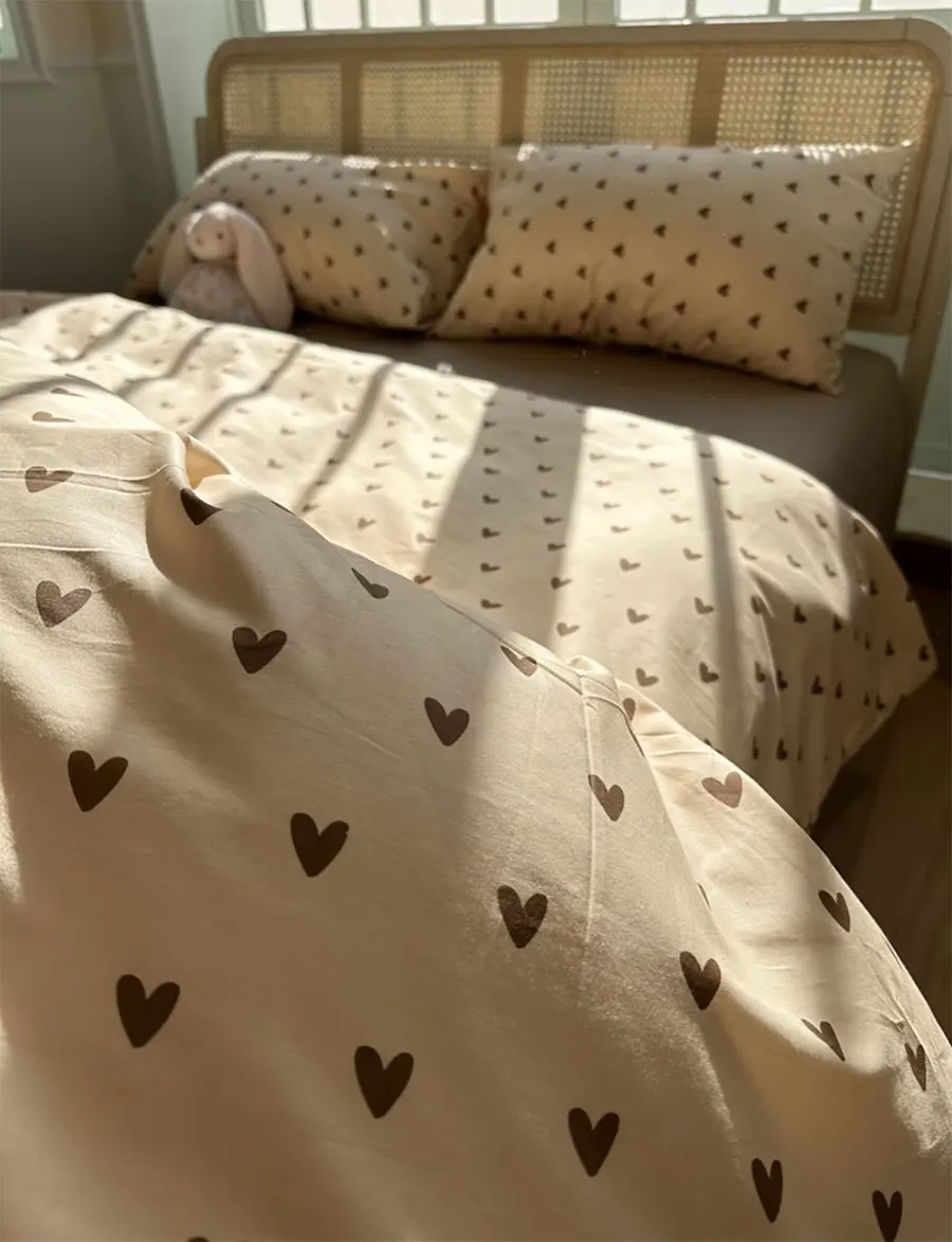 Fashion cute cartoon heart bedding set kid teen,twin full queen king sweet cotton home textile bed sheet pillow case quilt cover