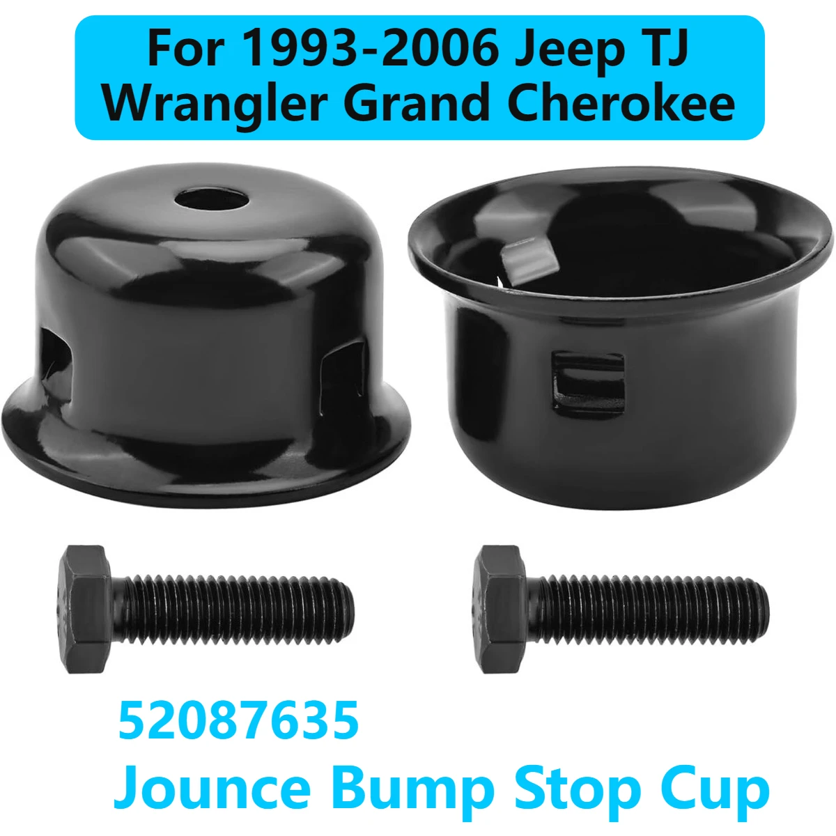 2PCS Bumper Jounce Bump Stop Cup for 1993-2006 Jeep TJ Wrangler Grand Cherokee 52087635 52087636AB
