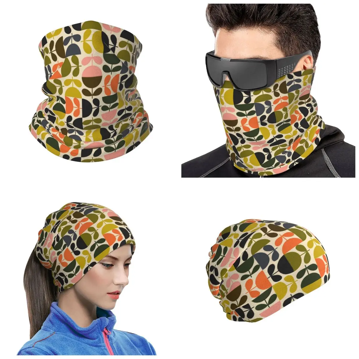 Flower Stem Orla Kiely Pattern Bandana Neck Cover Printed Mask Scarf Warm Headwear For Men Women Adult Breathable