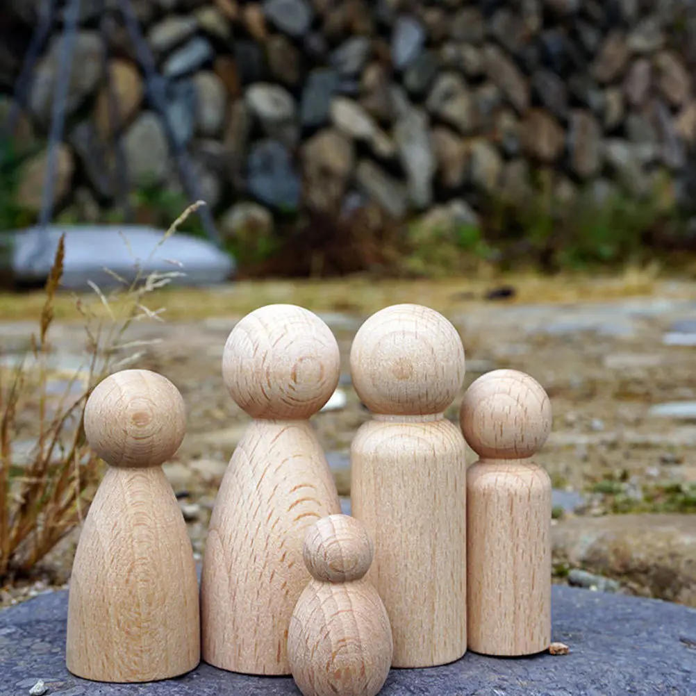 

5Pcs Unfinished Wooden Puppet Natural Wood DIY Painting Craft Set Creative Kids Art Supplies DIY Painting