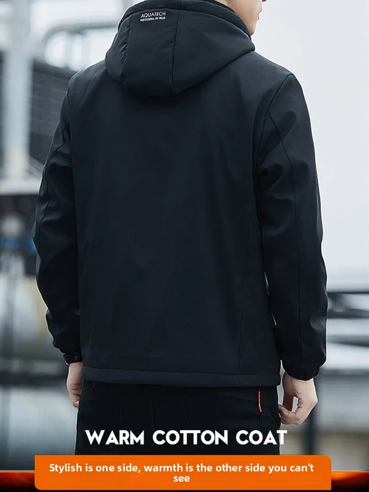 Cappotto giacca a vento casual Fce antivento con cappuccio staccabile per uomo autunno inverno giovanile in velluto di agnello