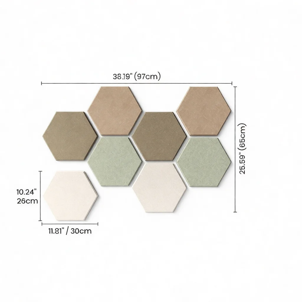 Paneles Acústicos de Poliéster Hexagonales, Placas Absorbentes de Sonido, Aislamiento Decorativo para Oficina, Estudio e Interiores