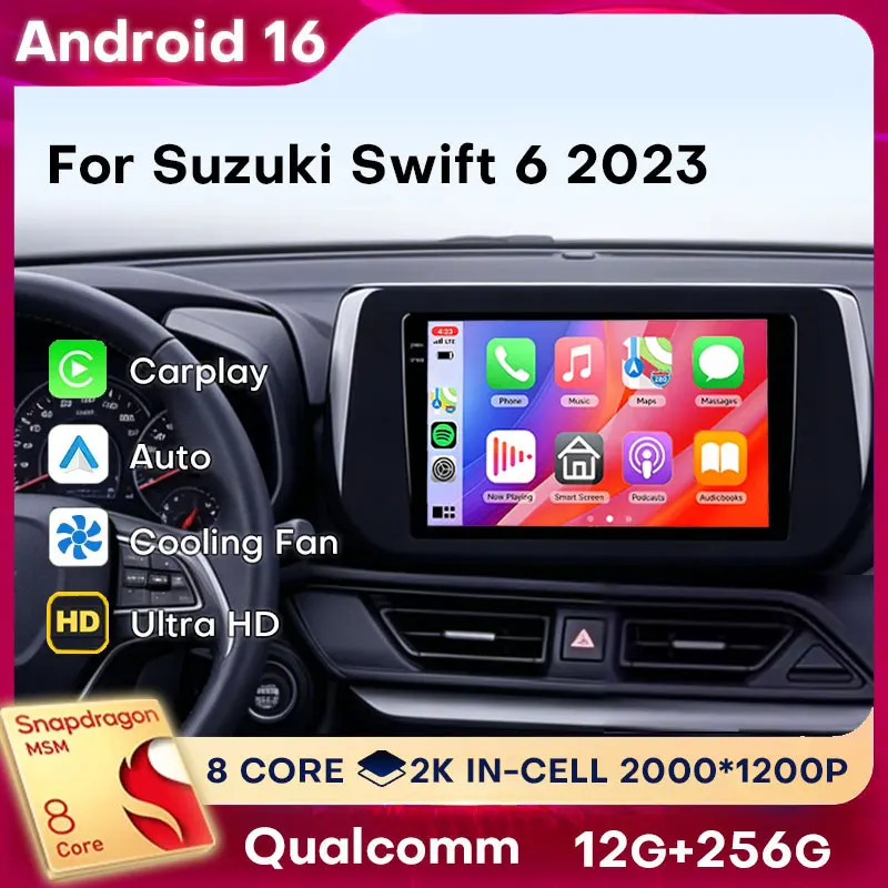 Android 16 Carplay For Suzuki Swift 6 2023 4G LTE Navigation Car Radio Auto Video GPS BT Head Unit 2din Audio Player WIFI Stereo