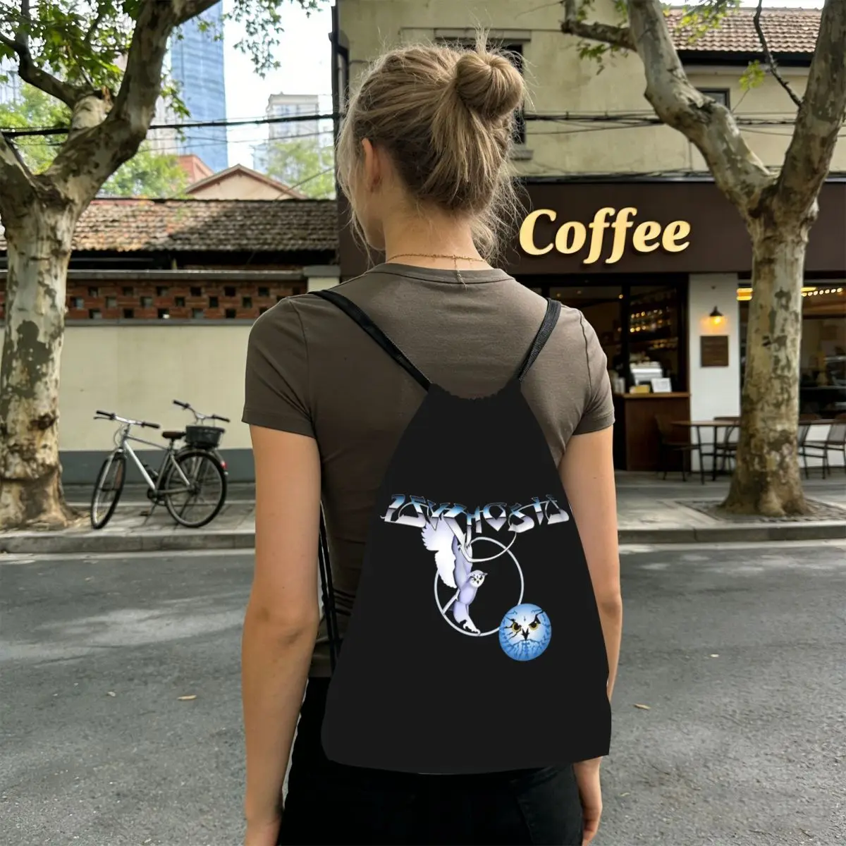 Amiga Psygnosis Owl Backpacks Multi-function Drawstring Bags Sports Bag Book Bags for Man Woman School