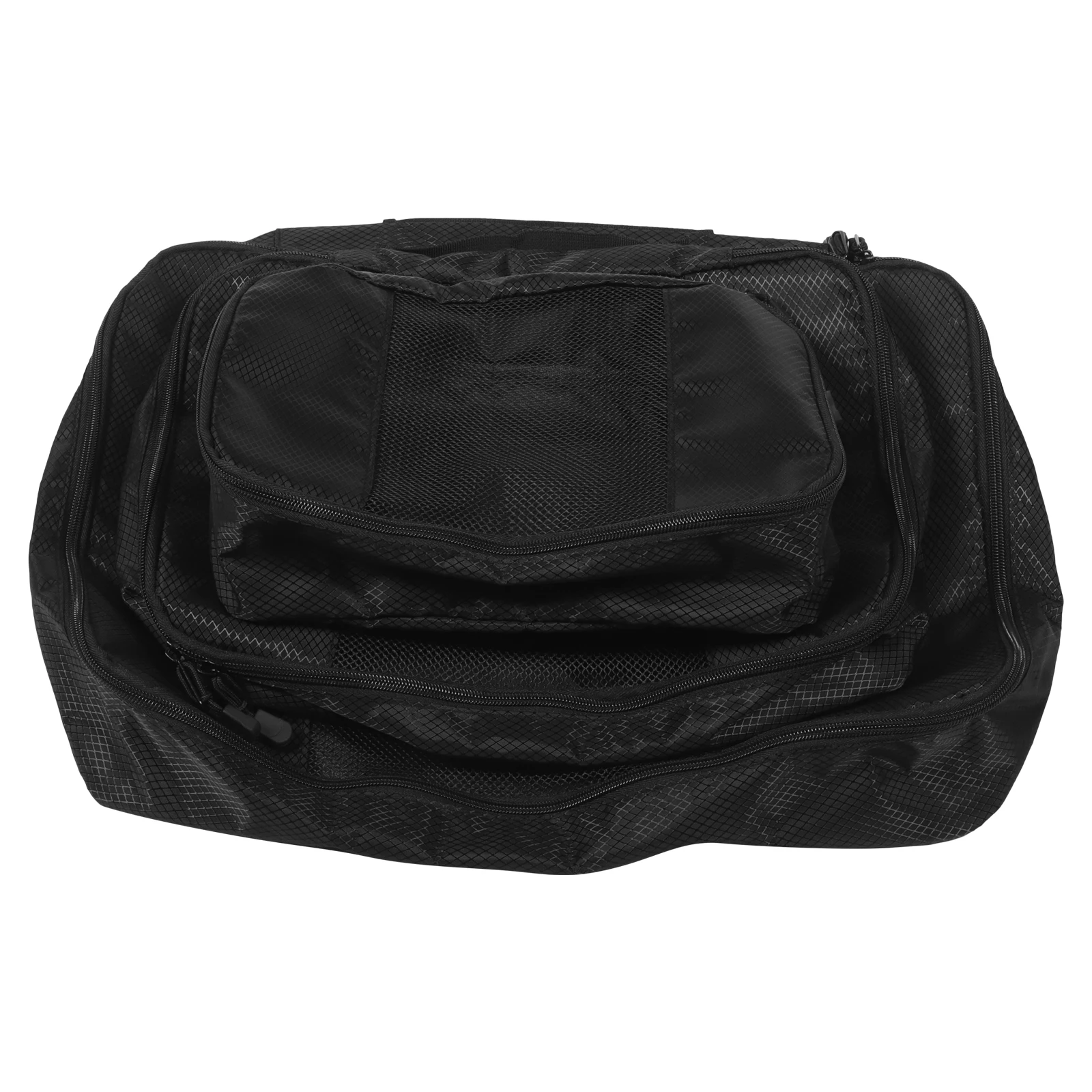 

3pcs Travel Storage Bags Black Luggage Organizer Clothes Packing Suitcase Pouch Space Saving Design Polyester Material