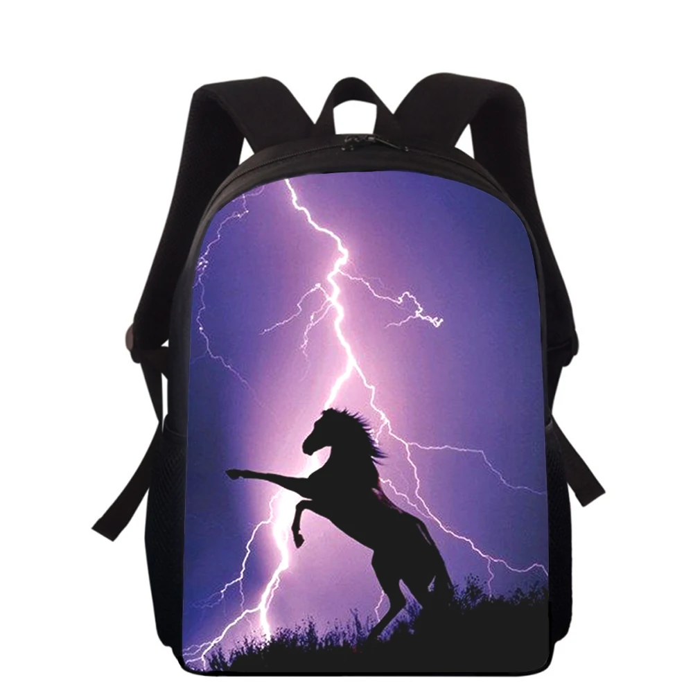 Sacos escolares primários para meninos e meninas, mochila de impressão 3D infantil, sacos de livros para estudantes, cavalo 16"